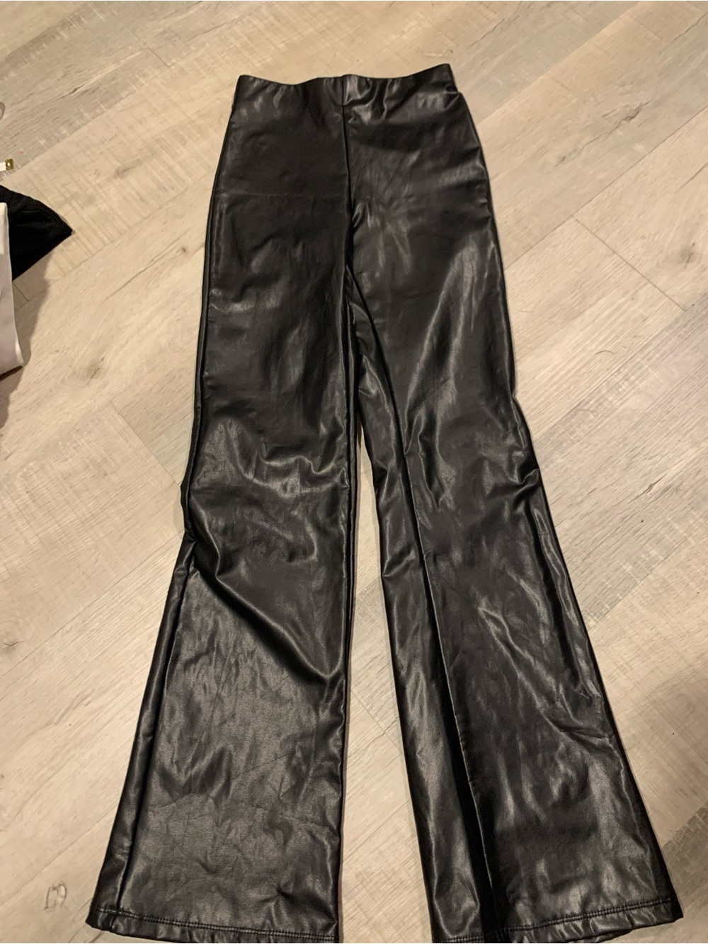 Forever 21 Black Faux Leather Wide-Leg Pants